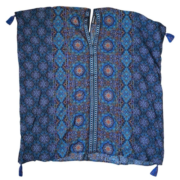 MiracleSuit Danube Bleu Tassel Tunic Caftan Cover Up Women’s Small Blue Mosaic - Picture 12 of 13